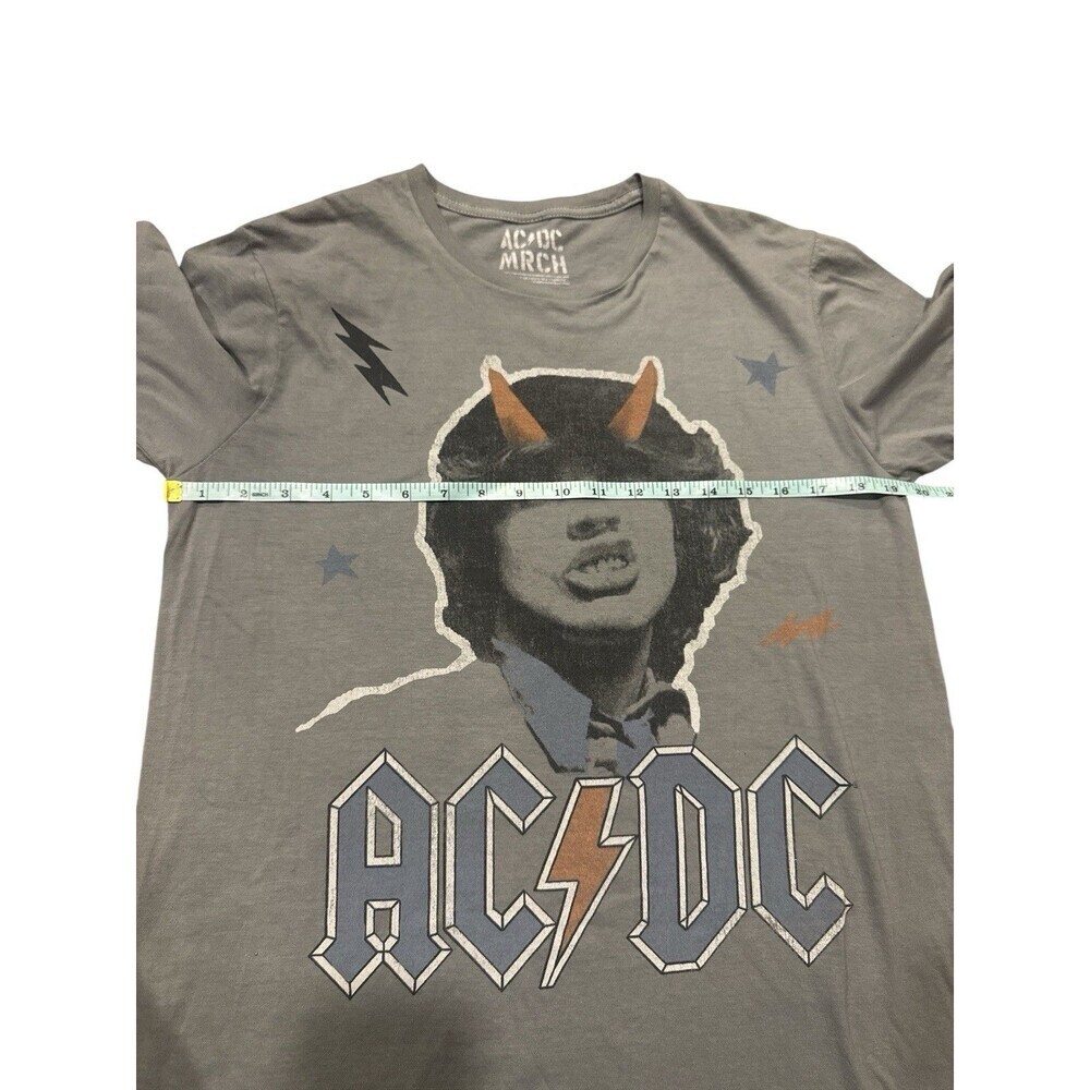 AC/DC Official Merch Graphic Band Tee Gray Angus Young Devil Horns Women’s S - Picture 4 of 5